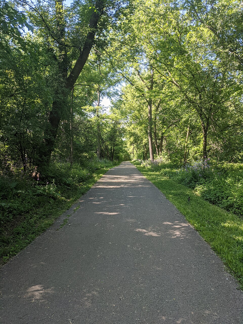 Paved pedestrian trail in Rolling Meadows